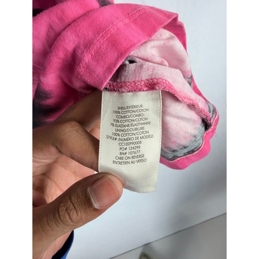 Alice + Olivia Pink Black Tie Dye Padded Shoulder Muscle Tee Top M - Picture 6 of 7
